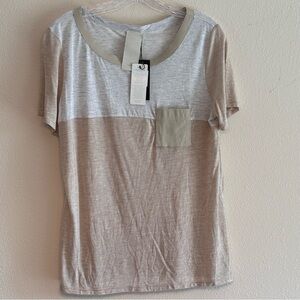NWT Heather Women's Elegant Beige Short Sleeve Women's Top